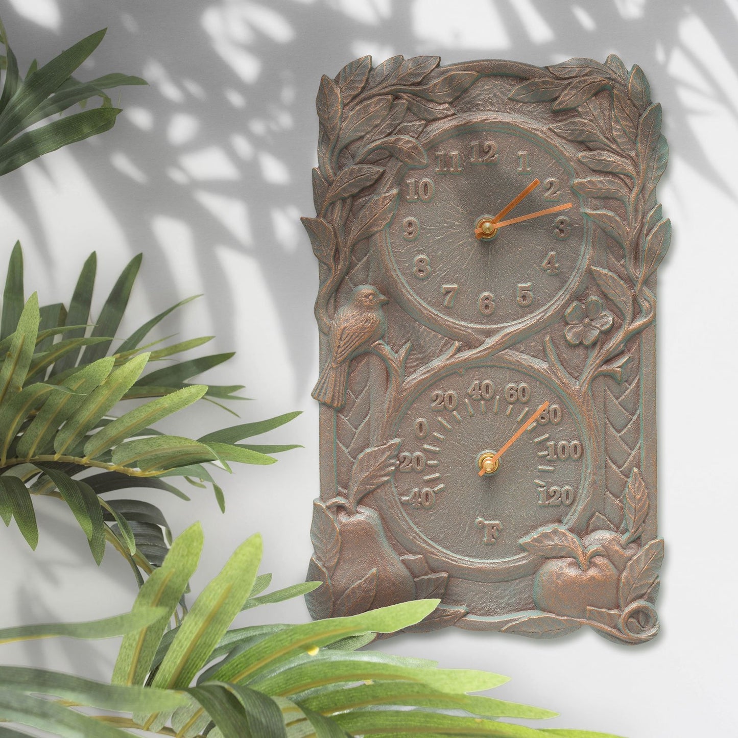 Whitehall Products Fruit Bird Wall Clock Thermometer