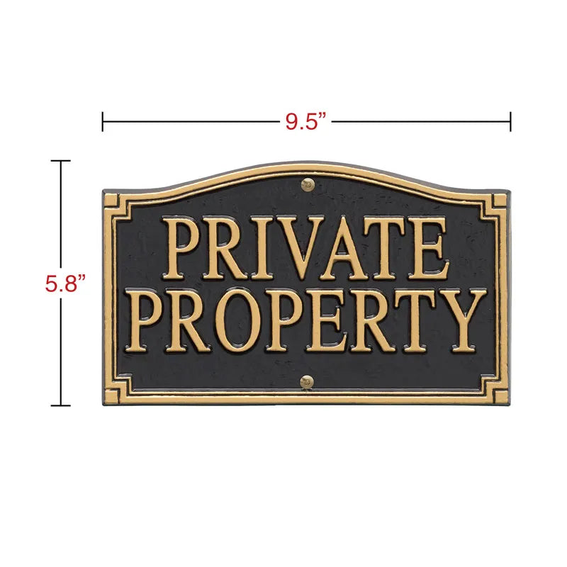 "Private Property" Statement Wall/Lawn Plaque - Black/Gold