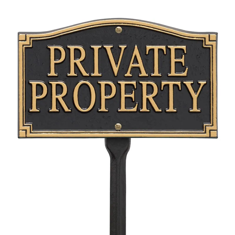 "Private Property" Statement Wall/Lawn Plaque - Black/Gold