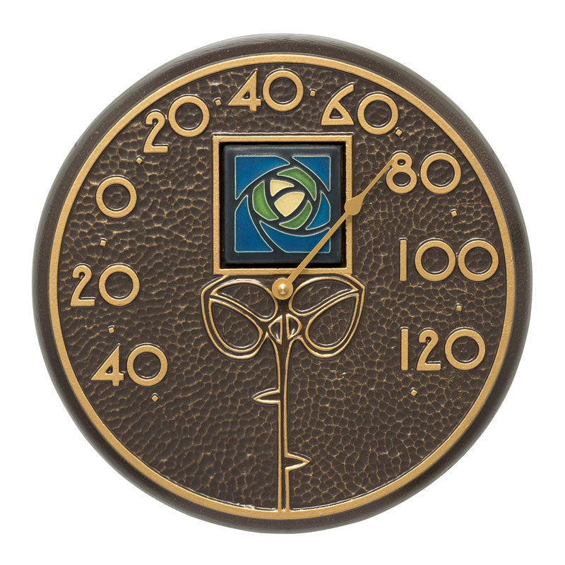 Whitehall Products Blue Dard Hunter Rose 12 Indoor Outdoor Wall Thermometer French Bronze