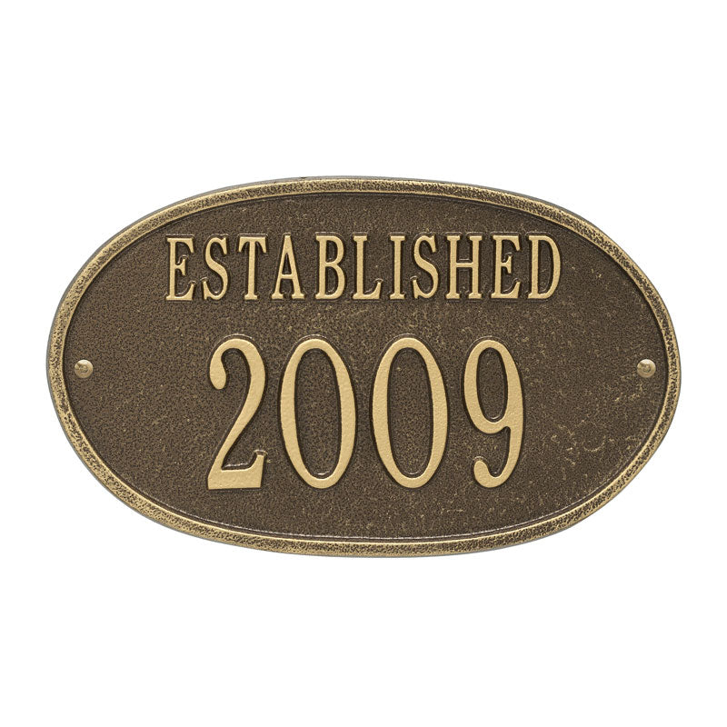Whitehall Products Established Date Personalized Plaque One Line Antique Brass