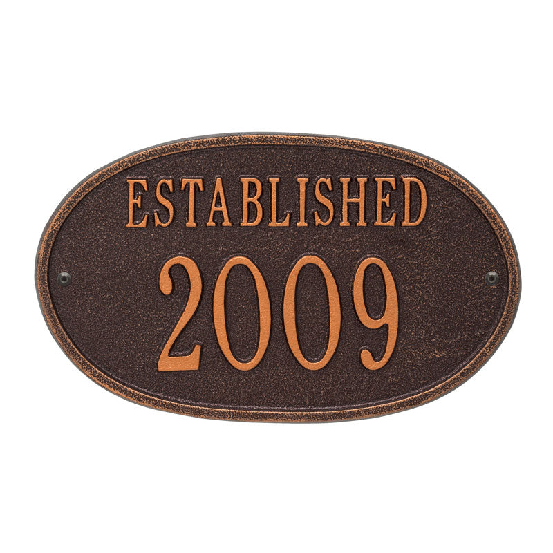 Whitehall Products Established Date Personalized Plaque One Line Antique Copper