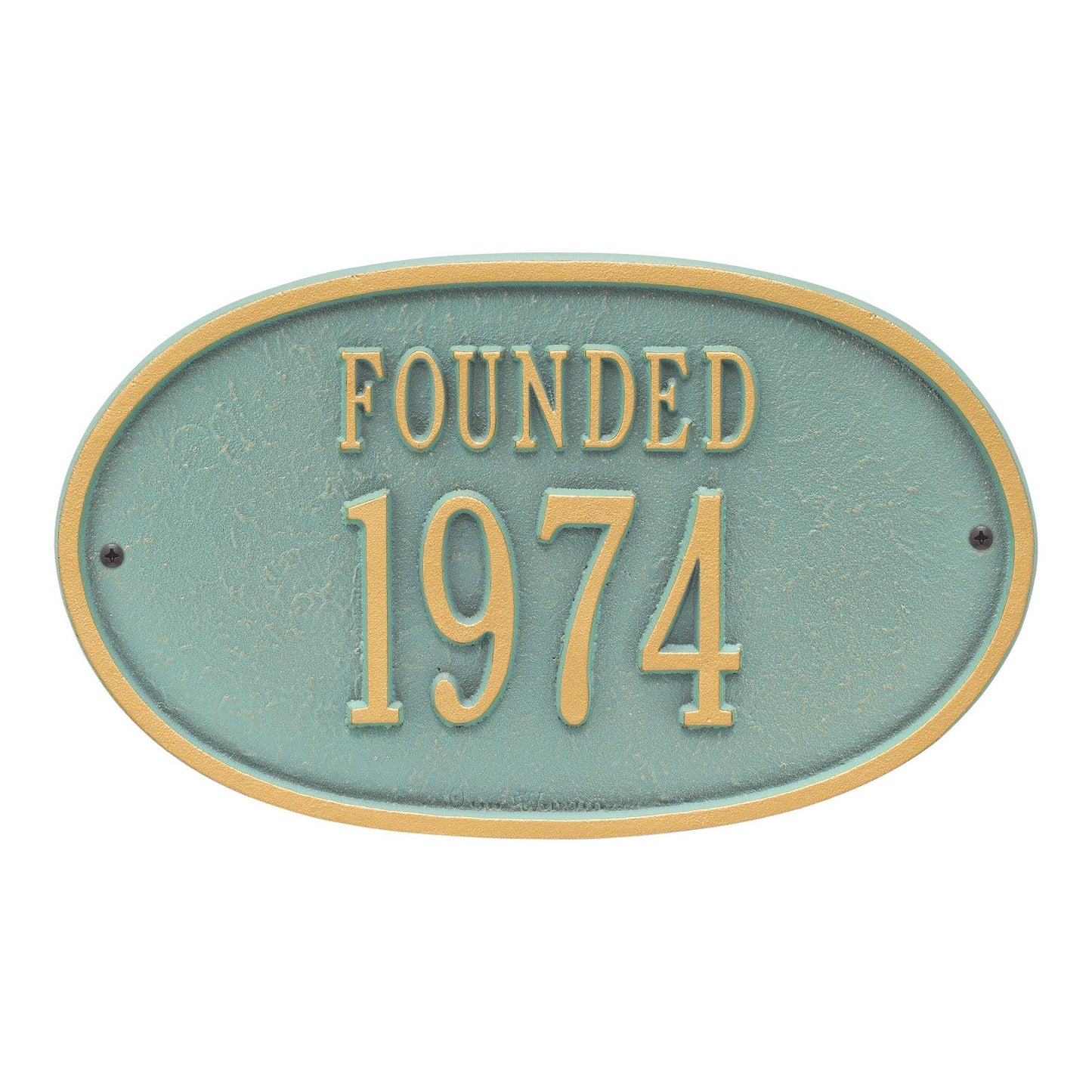Whitehall Products Founded Date Personalized Plaque One Line Bronze Verdigris