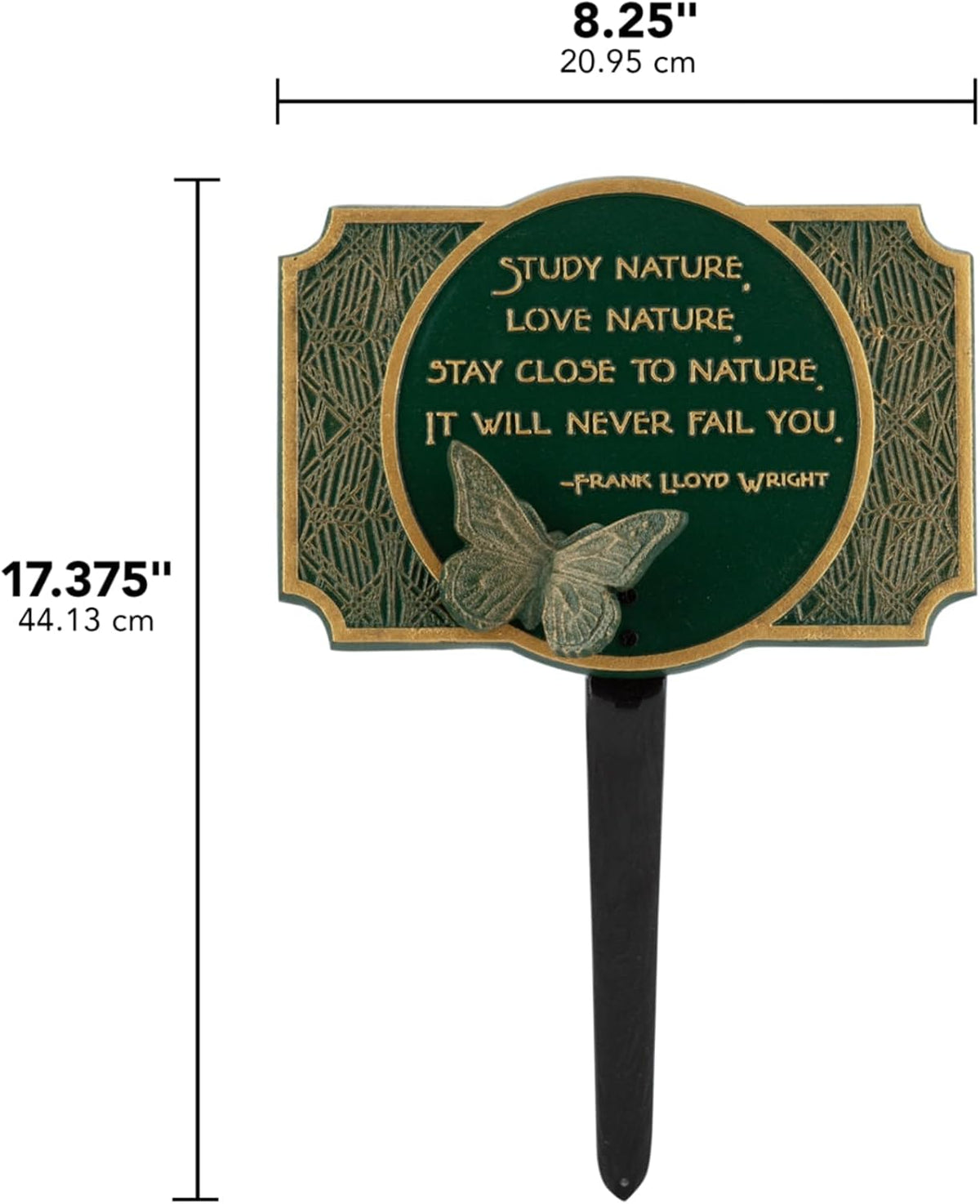 Frank Lloyd Wright Study Nature Garden Plaque with Butterfly Ornament