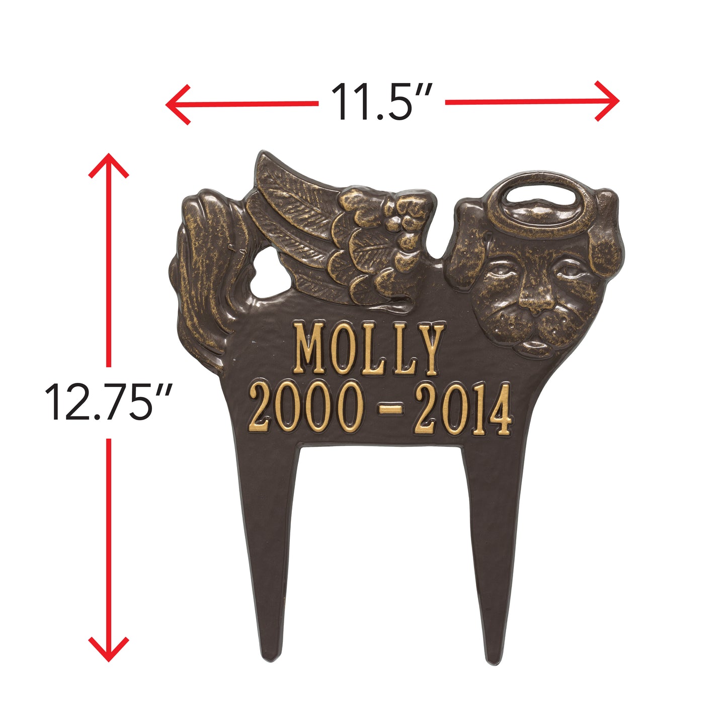 Whitehall Products Guardian Angel Pet Dog Memorial Lawn Plaque Two Lines Black/gold