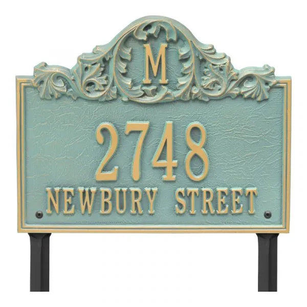 Acanthus Monogram Lawn Address Plaque - Three Line