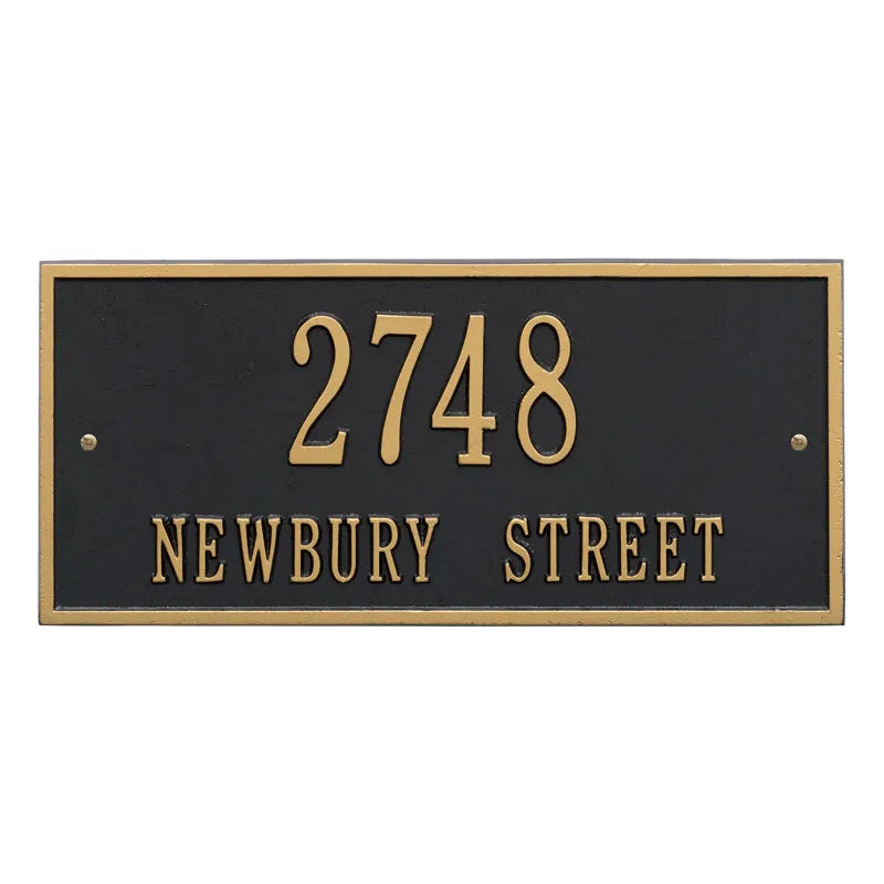 Whitehall Products Hartford Standard Wall Plaque Two Lines Black/silver