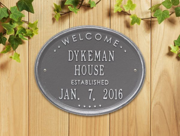 Whitehall Products Welcome Oval House Established Personalized Plaque Two Lines Antique Copper