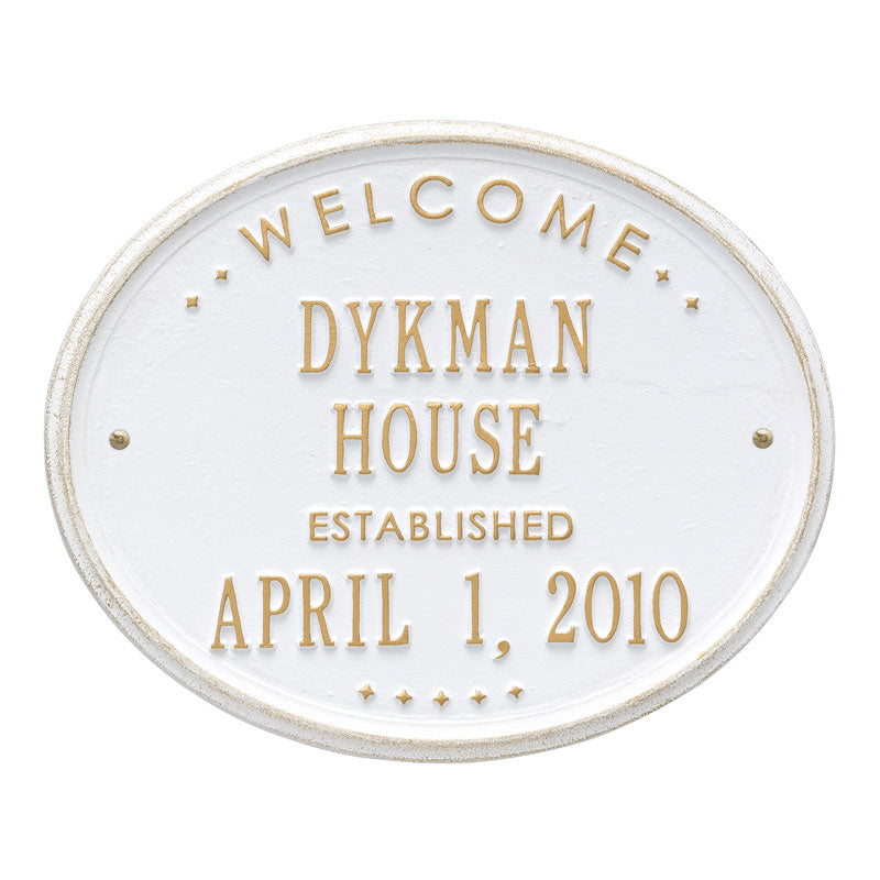 Whitehall Products Welcome Oval House Established Personalized Plaque Two Lines