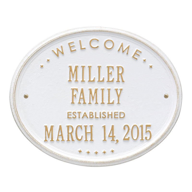Whitehall Products Welcome Oval Family Established Personalized Plaque Two Lines