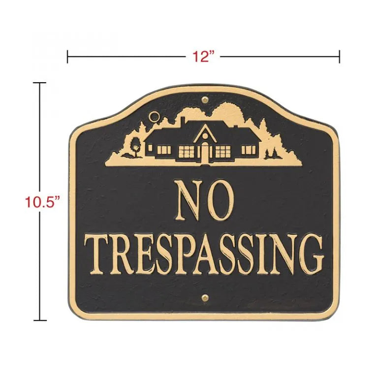 "No Trespassing Sign" Cast Aluminum Wall/Lawn Plaque