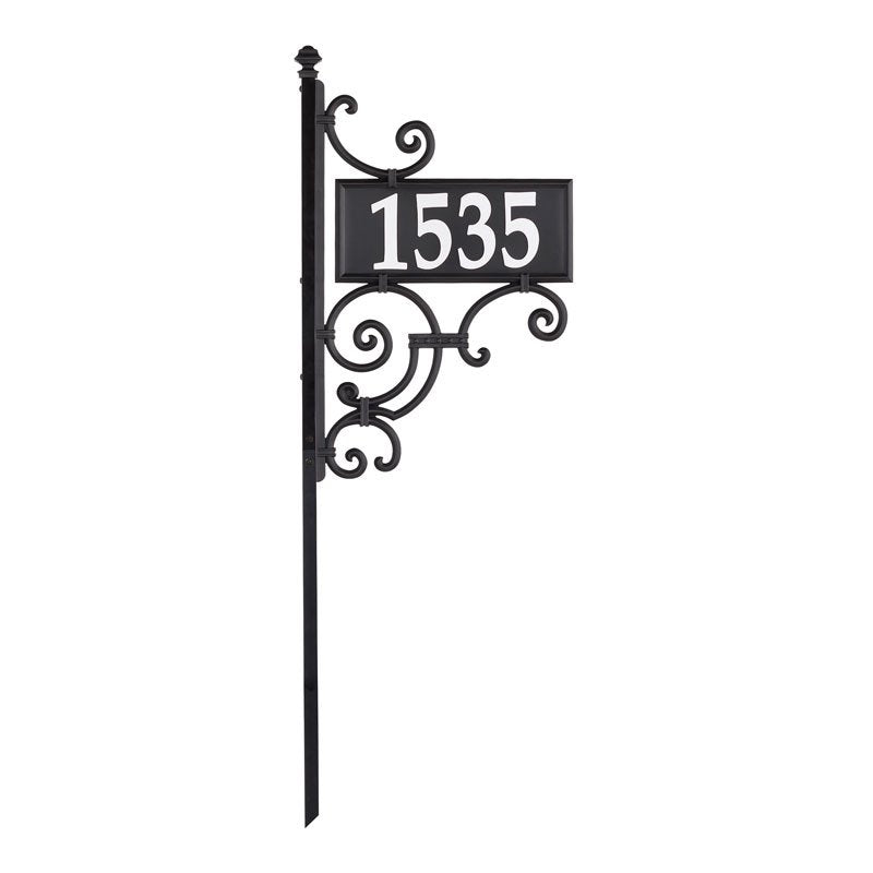 Whitehall Products Nite Bright Ironwork Reflective Address Post Sign One Line Black/white