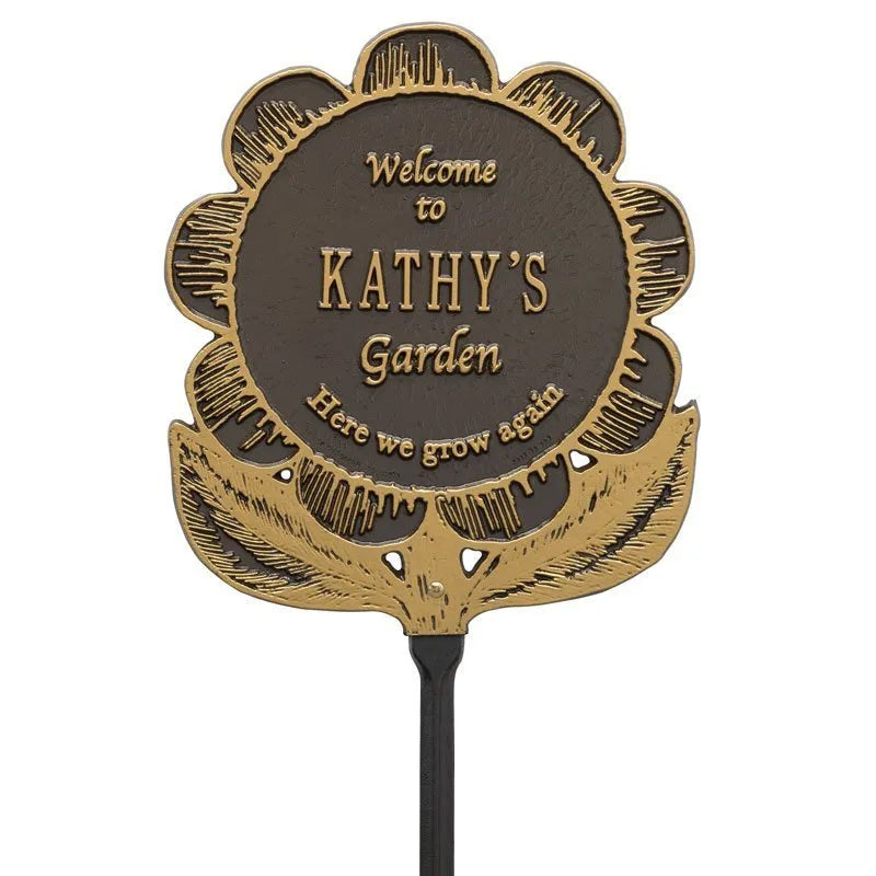 Whitehall Products Garden Flower Personalized Lawn Plaque One Line Antique Copper