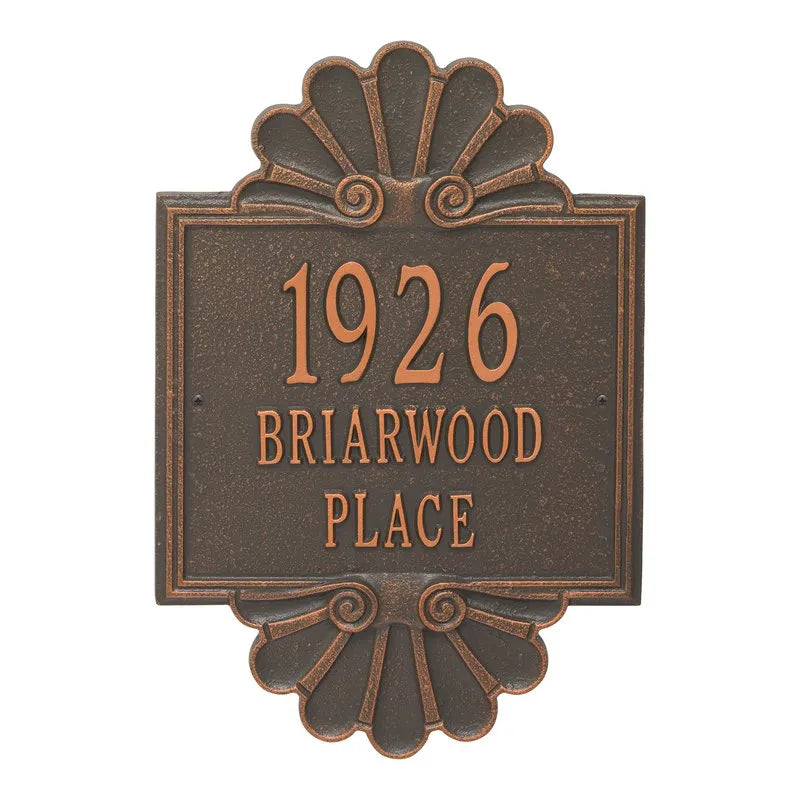 Coquille Grande Personalized 3-Line Signature Wall Address Plaque