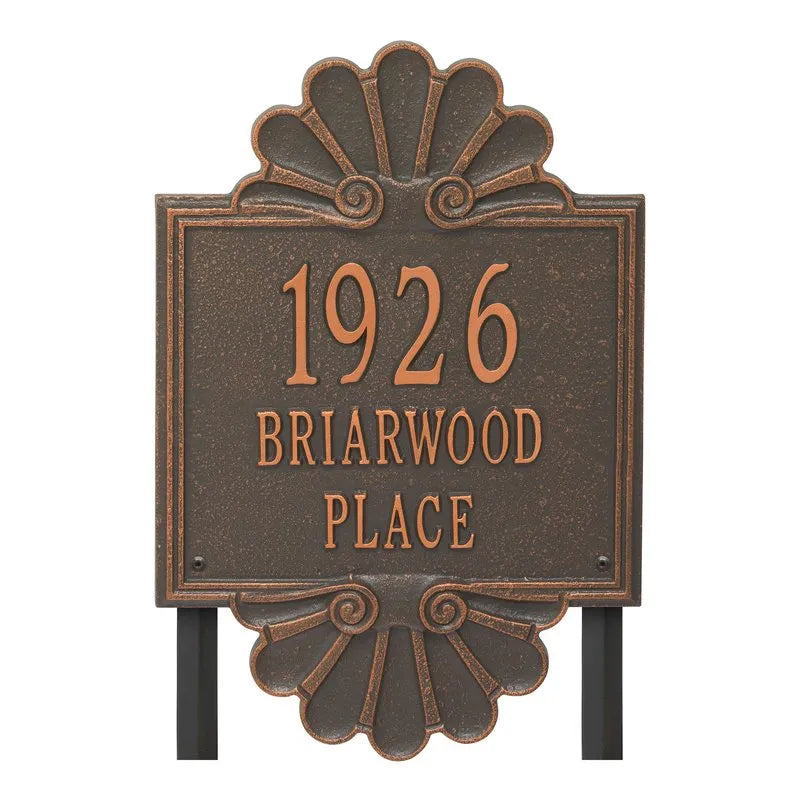 Coquille Grande Personalized 3-Line Signature Yard Address Plaque