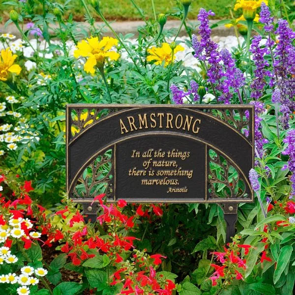 Whitehall Products Aristotle Garden Personalized Lawn Plaque One Line Black/gold