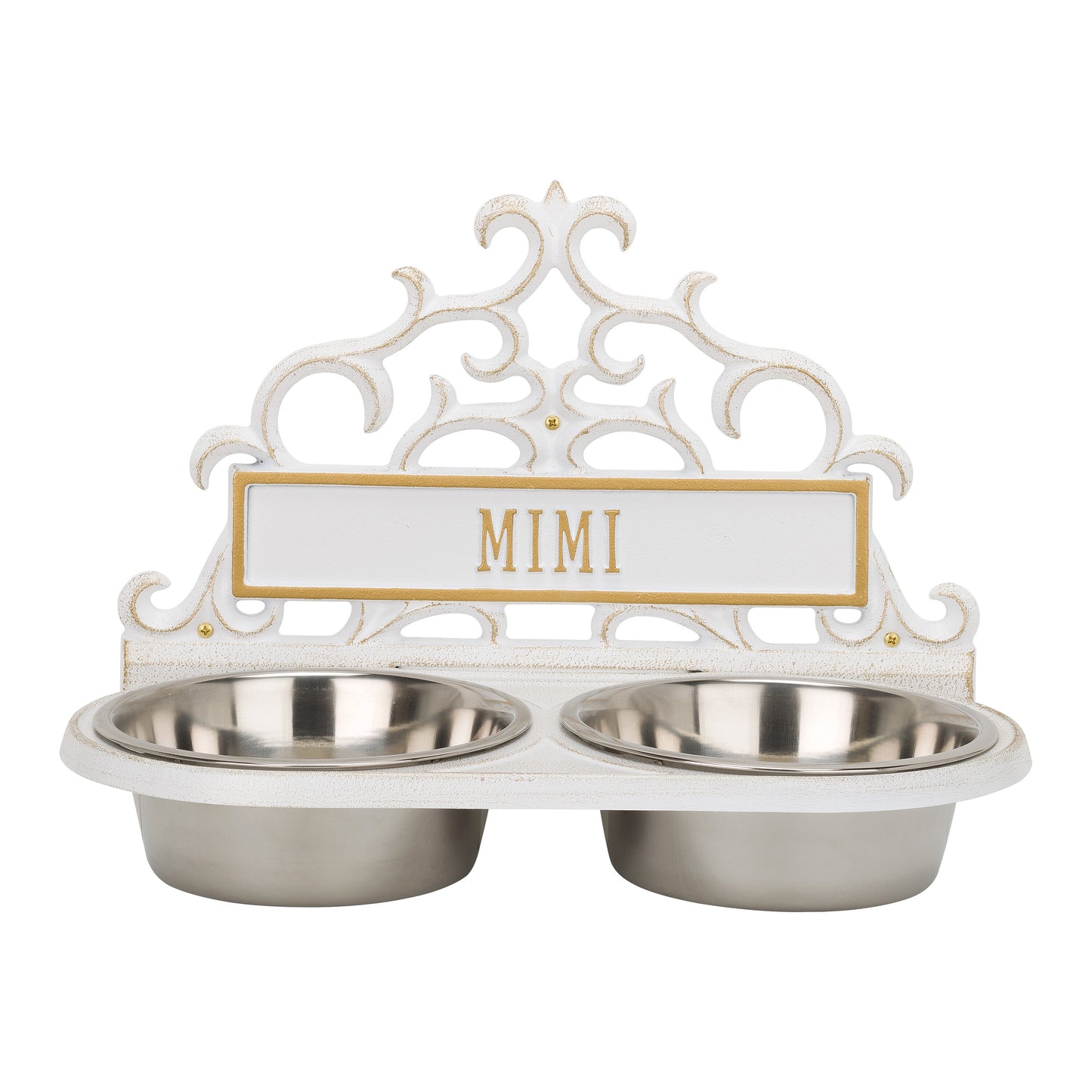 Whitehall Products Personalized Wall Pet Bowl Feeder One Line Antique Copper