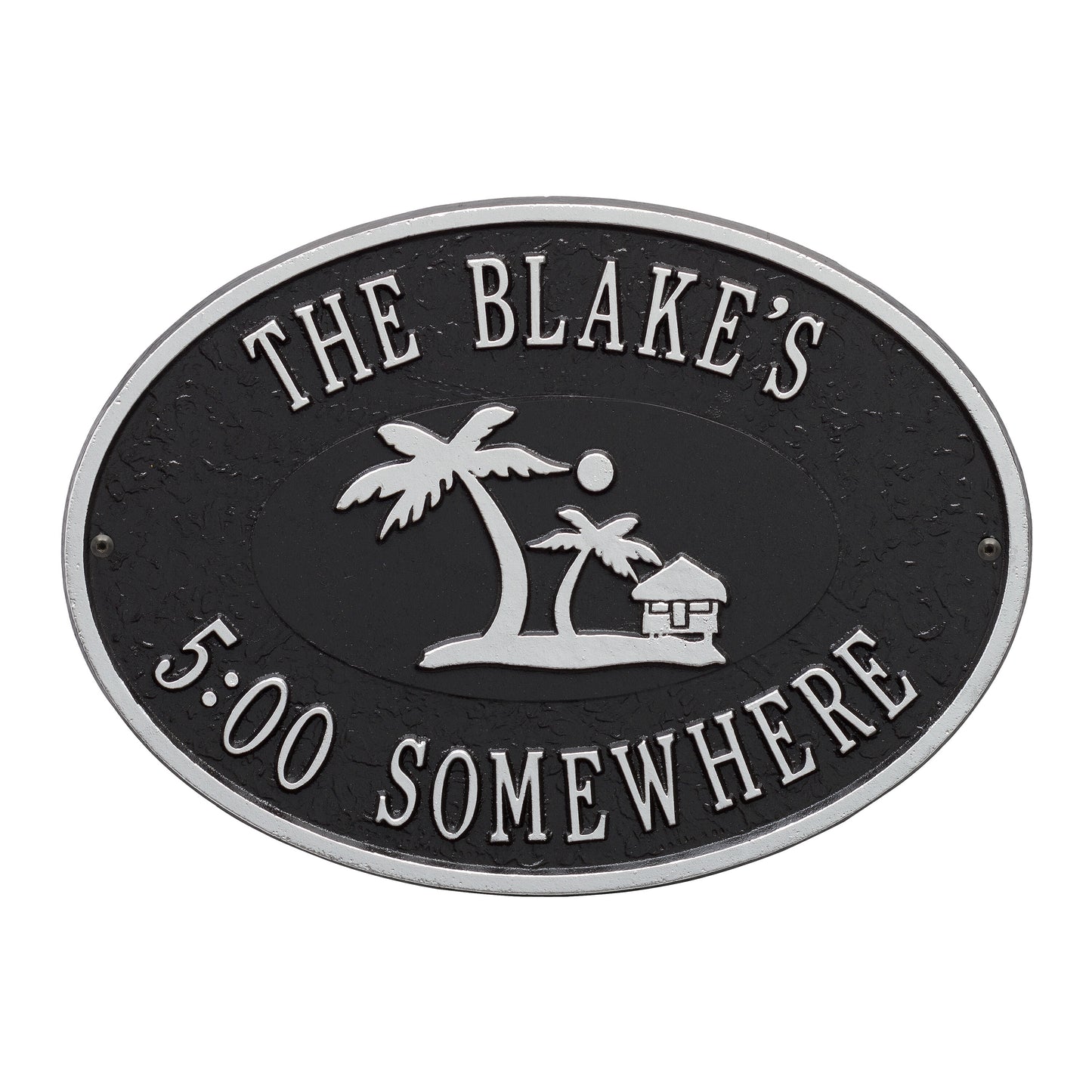 Whitehall Products Personalized Island Time Palm Plaque Two Lines Antique Copper