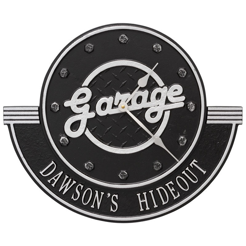 Whitehall Products Garage Personalized 12 Indoor Outdoor Wall Clock Black/silver