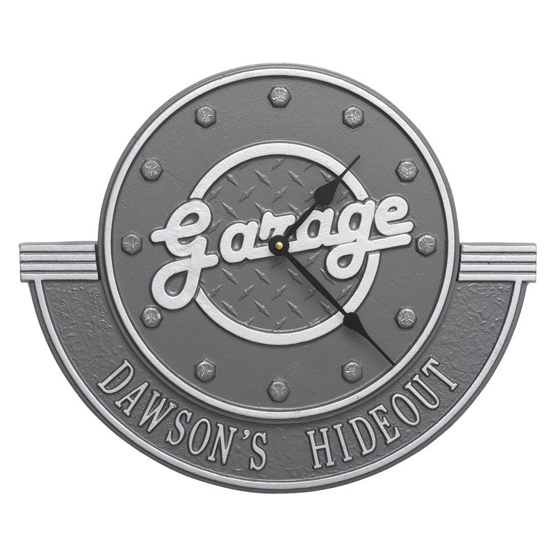 Whitehall Products Garage Personalized 12 Indoor Outdoor Wall Clock Pewter/silver
