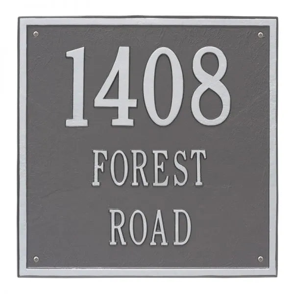 Square Estate Wall Address Plaque - One Line