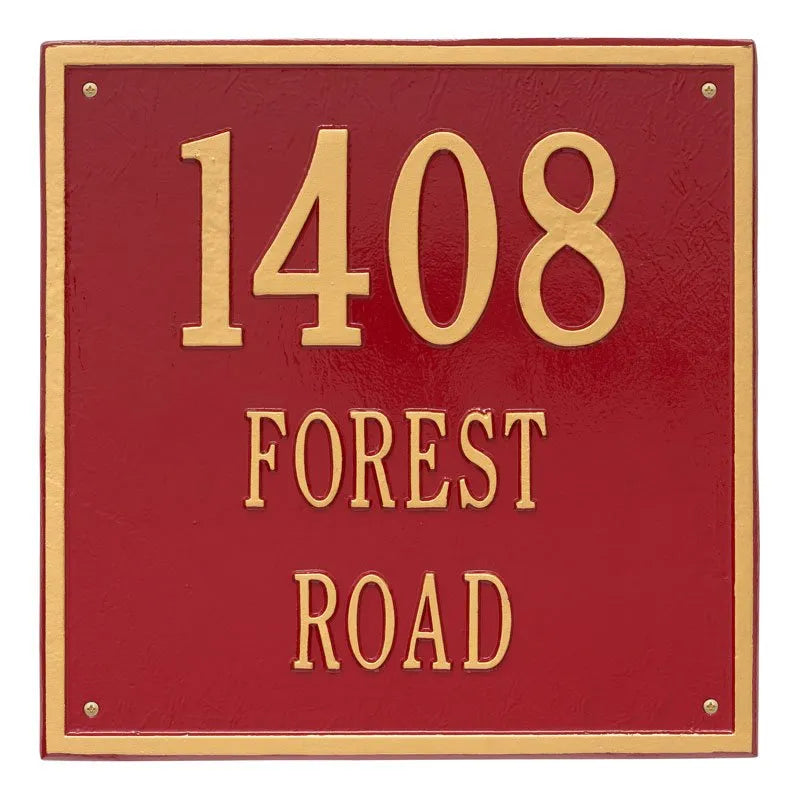 Square Estate Wall Address Plaque - One Line
