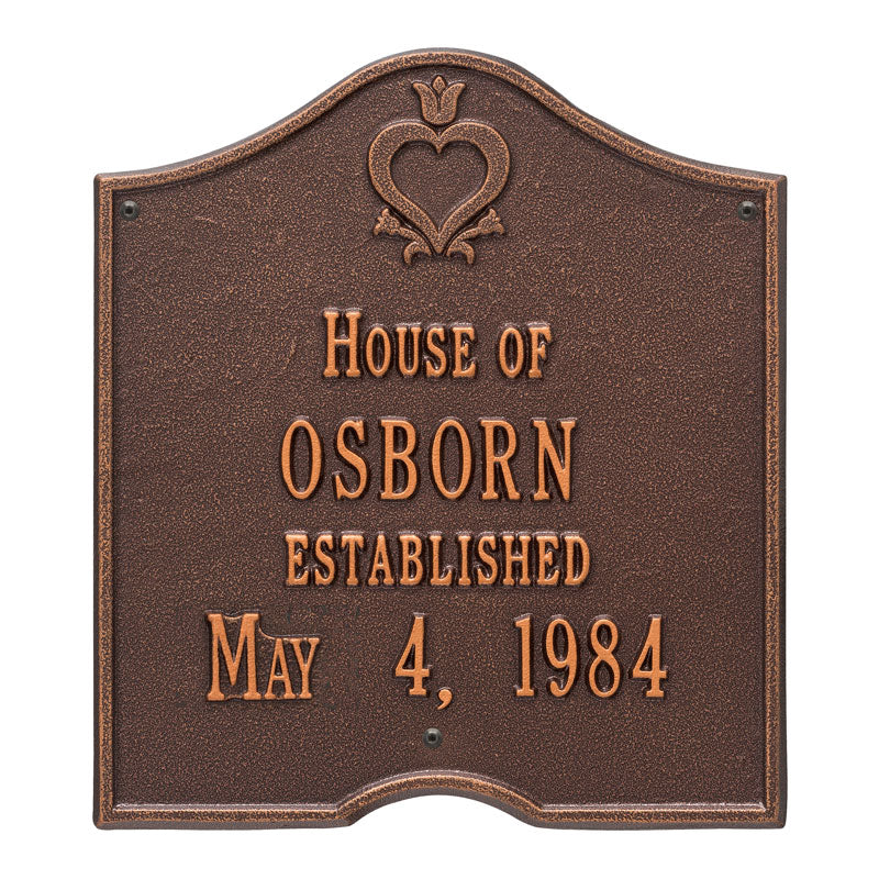Whitehall Products Penn Dutch Wedding Anniversary Personalized Plaque Two Lines Antique Copper