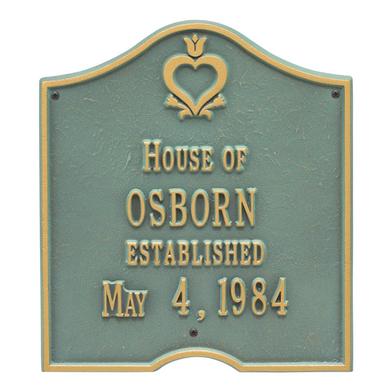 Whitehall Products Penn Dutch Wedding Anniversary Personalized Plaque Two Lines Bronze Verdigris