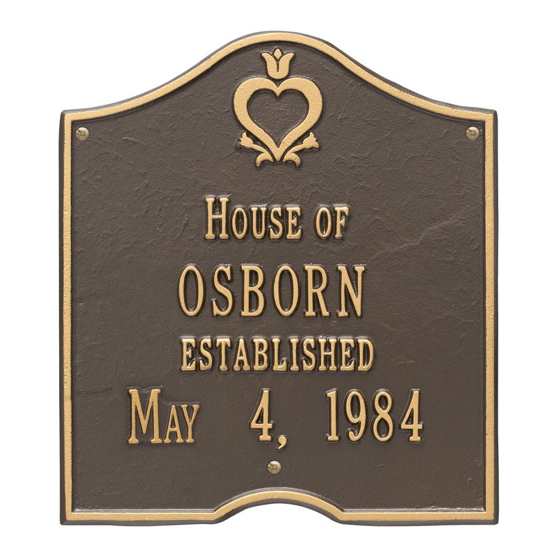 Whitehall Products Penn Dutch Wedding Anniversary Personalized Plaque Two Lines Bronze / Gold