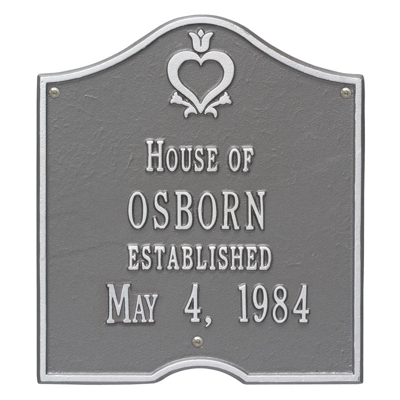 Whitehall Products Penn Dutch Wedding Anniversary Personalized Plaque Two Lines Pewter / Silver