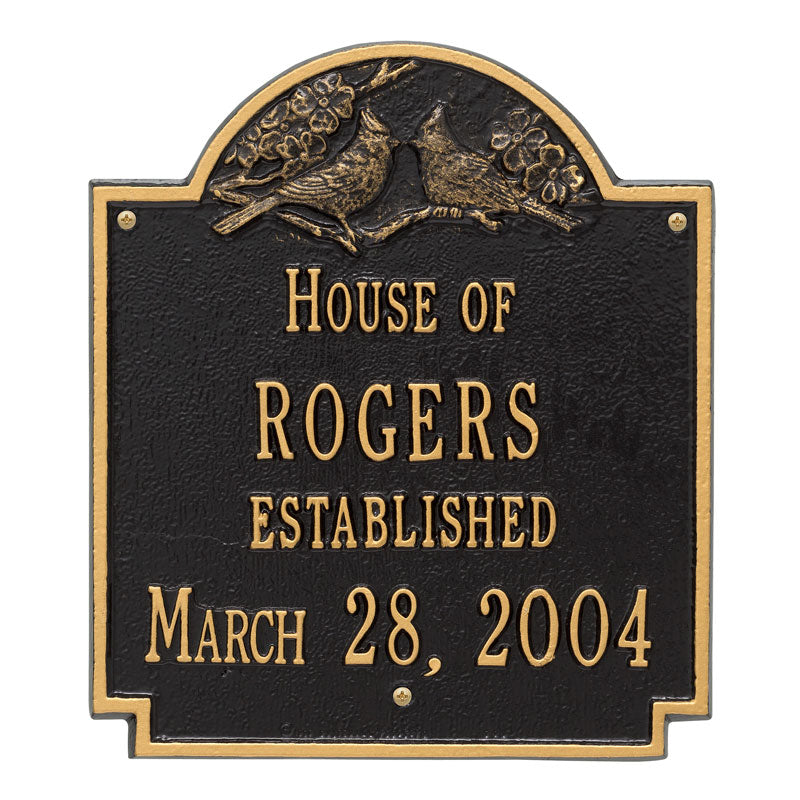 Whitehall Products Cardinal Wedding Anniversary Personalized Plaque Two Lines Black / Gold