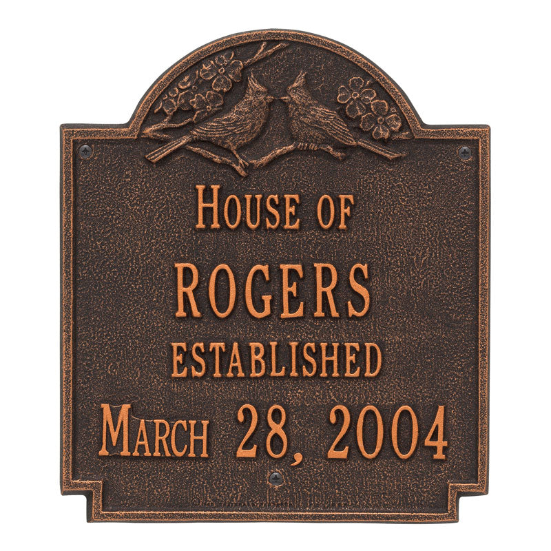 Whitehall Products Cardinal Wedding Anniversary Personalized Plaque Two Lines Oil Rubbed Bronze