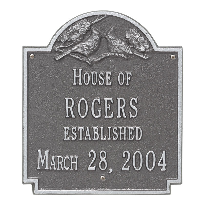 Whitehall Products Cardinal Wedding Anniversary Personalized Plaque Two Lines Pewter / Silver