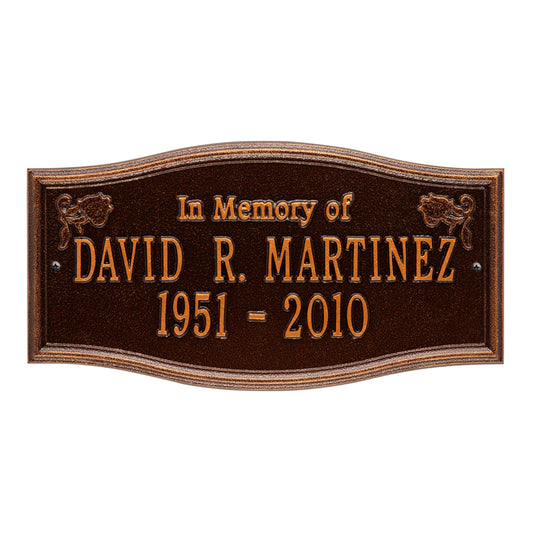 Alexandria "In Memory Of" Standard Wall Memorial Marker - Two Lines