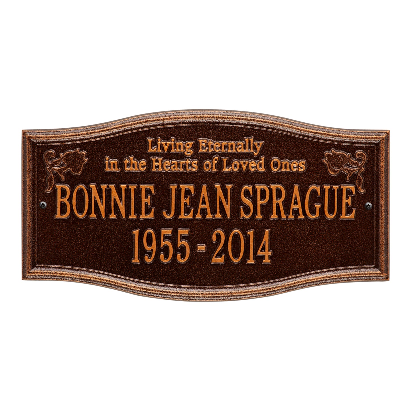 Alexandria "Living Eternally" Standard Wall Memorial Marker - Two Lines