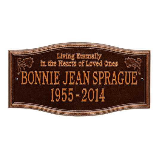 Alexandria "Living Eternally" Standard Wall Memorial Marker - Two Lines