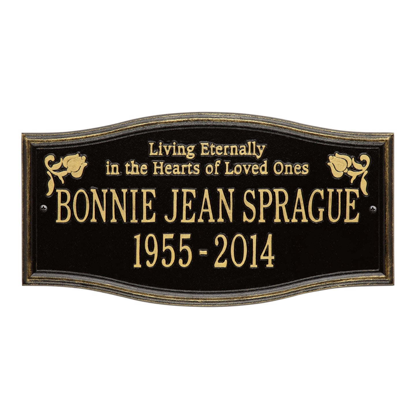 Alexandria "Living Eternally" Standard Wall Memorial Marker - Two Lines