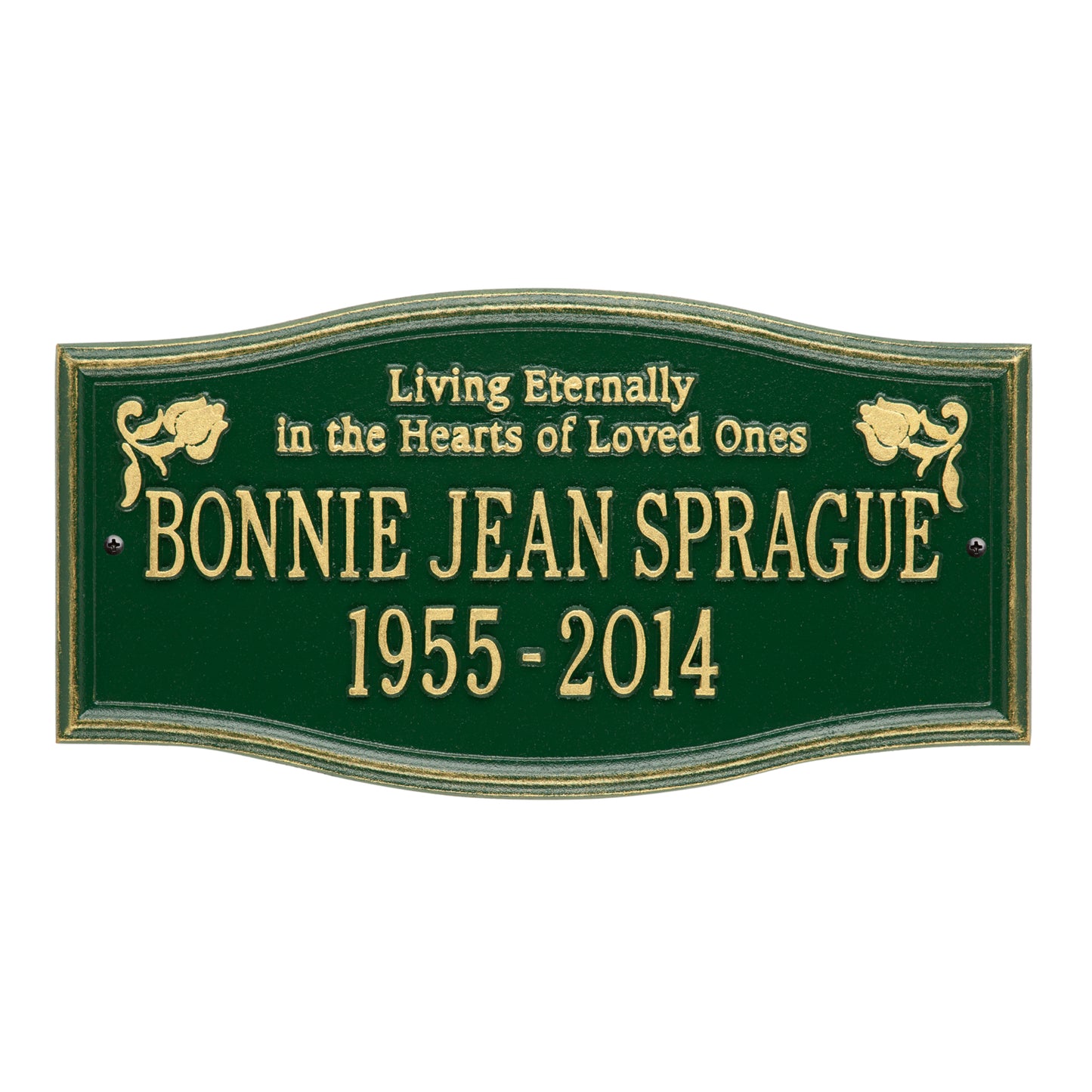 Alexandria "Living Eternally" Standard Wall Memorial Marker - Two Lines