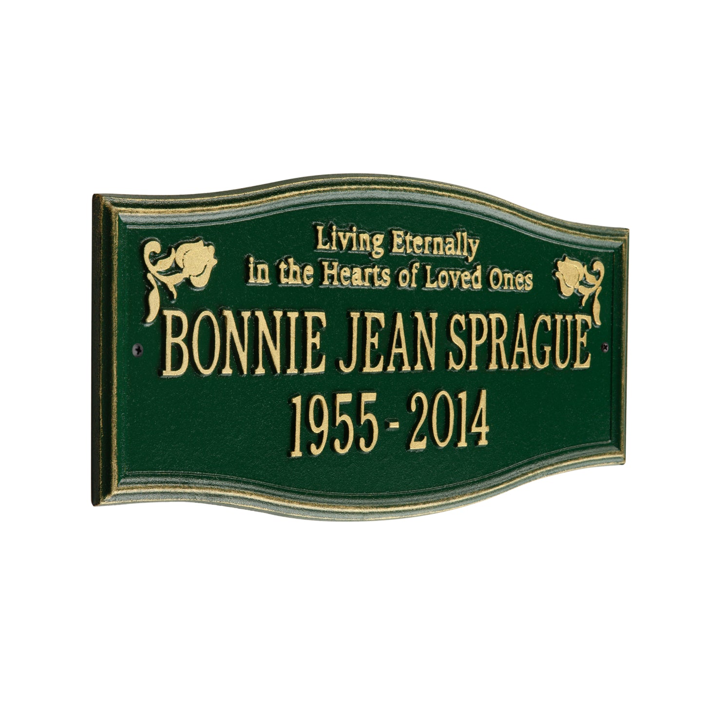 Alexandria "Living Eternally" Standard Wall Memorial Marker - Two Lines