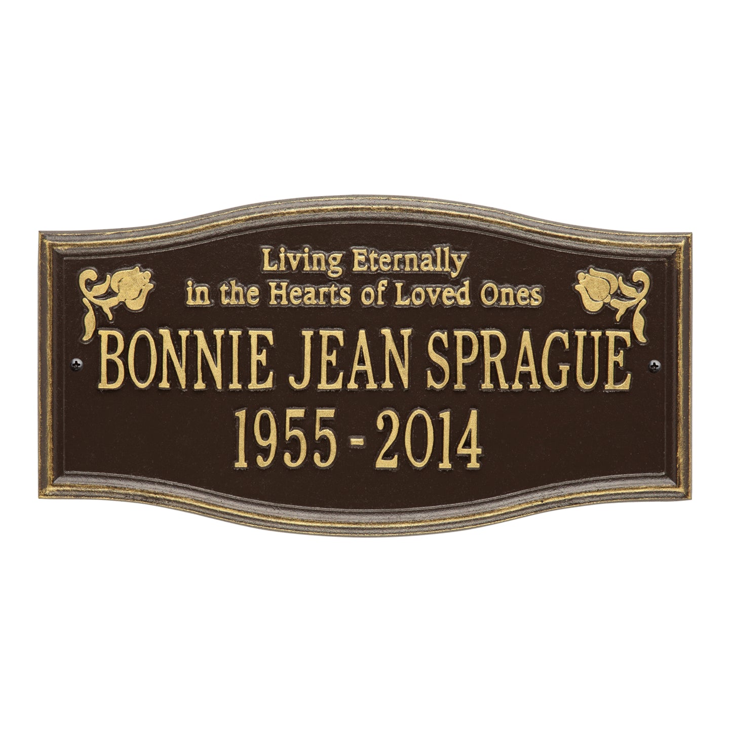 Alexandria "Living Eternally" Standard Wall Memorial Marker - Two Lines