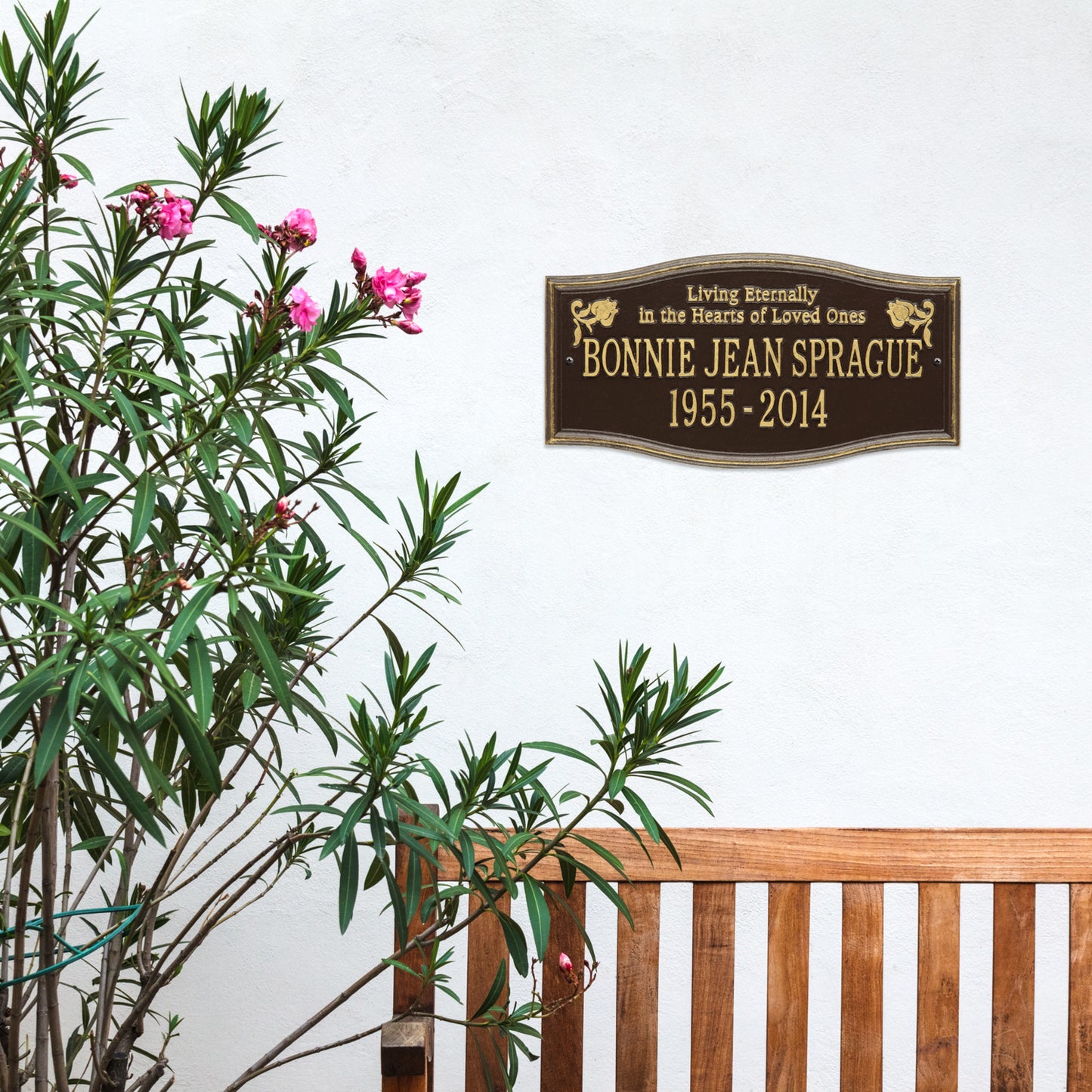 Alexandria "Living Eternally" Standard Wall Memorial Marker - Two Lines