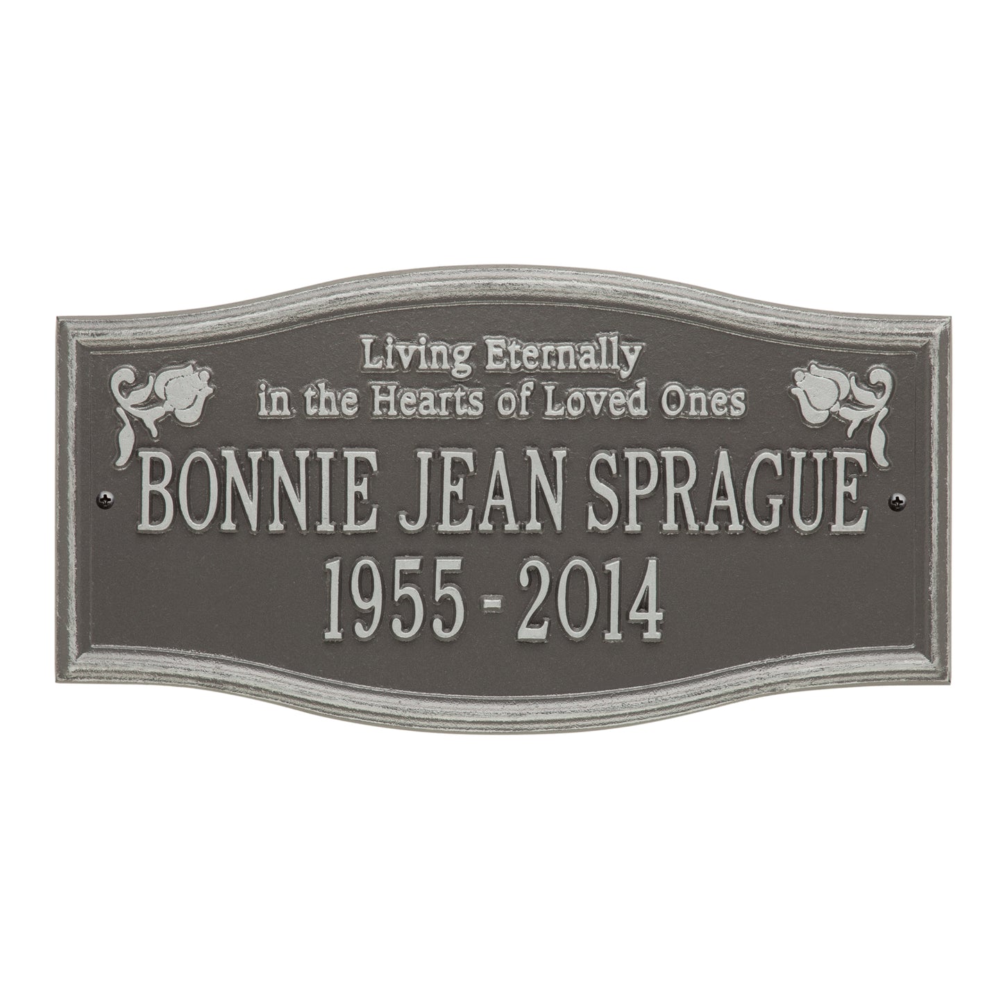 Alexandria "Living Eternally" Standard Wall Memorial Marker - Two Lines