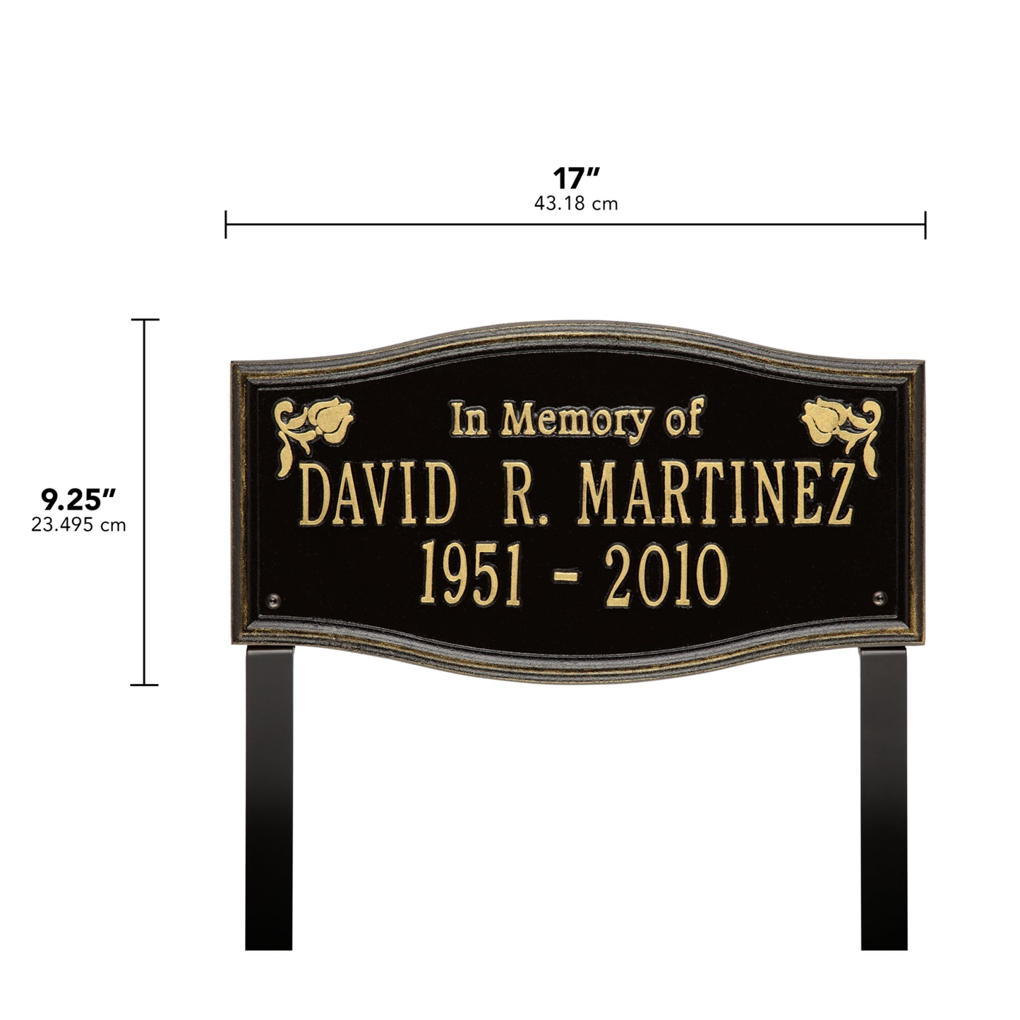 Alexandria "In Memory Of" Standard Lawn Memorial Marker - Two Lines