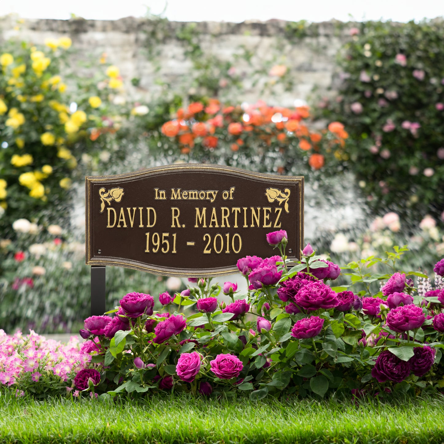 Alexandria "In Memory Of" Standard Lawn Memorial Marker - Two Lines