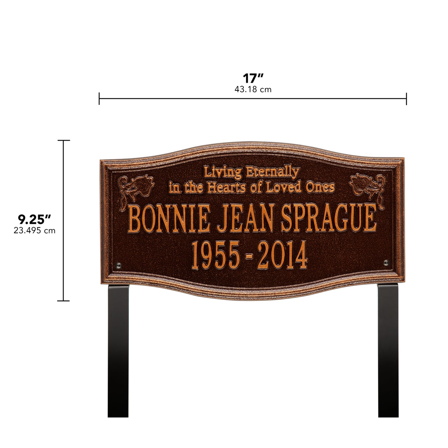 Alexandria "Living Eternally" Standard Lawn Memorial Marker - Two Lines