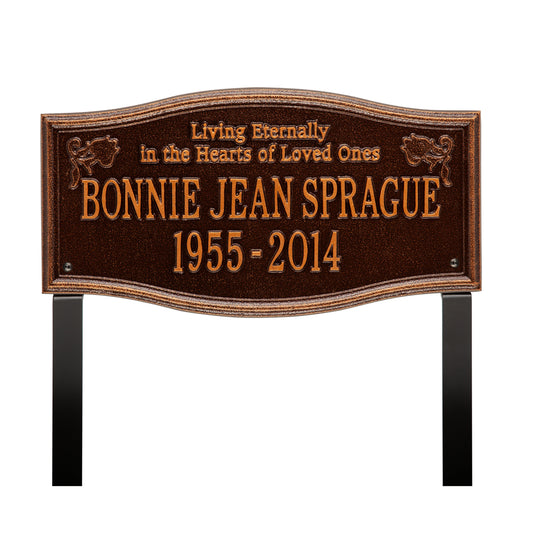 Alexandria "Living Eternally" Standard Lawn Memorial Marker - Two Lines