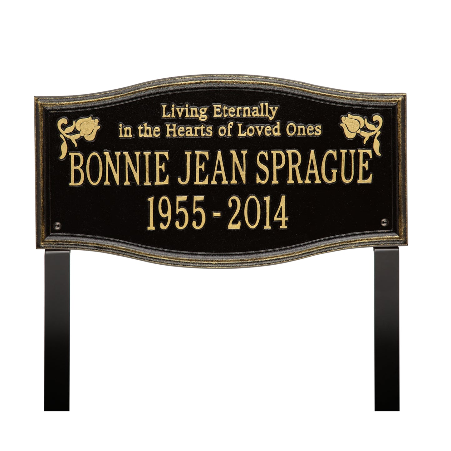 Alexandria "Living Eternally" Standard Lawn Memorial Marker - Two Lines