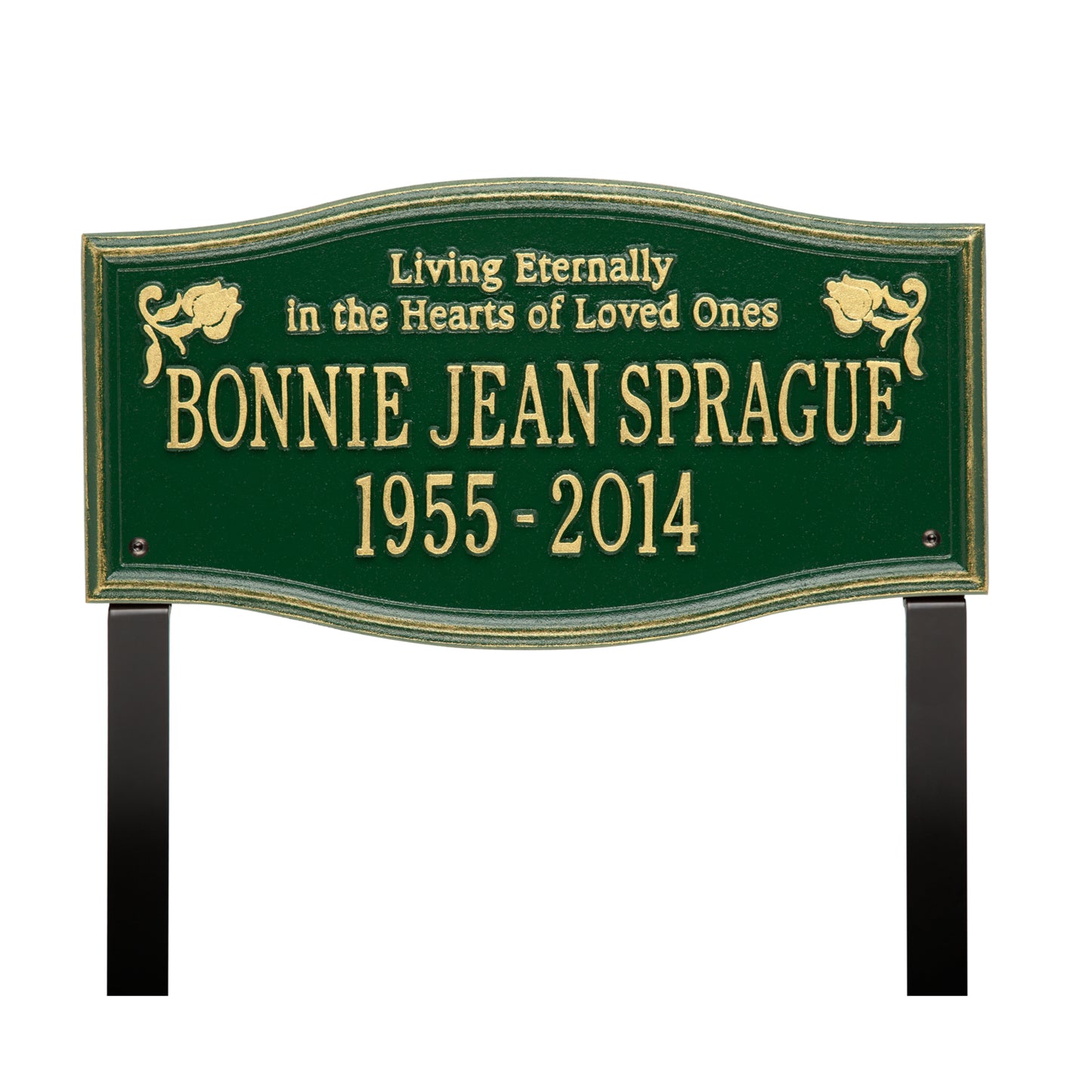 Alexandria "Living Eternally" Standard Lawn Memorial Marker - Two Lines