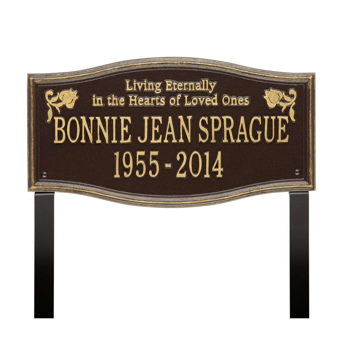 Alexandria "Living Eternally" Standard Lawn Memorial Marker - Two Lines