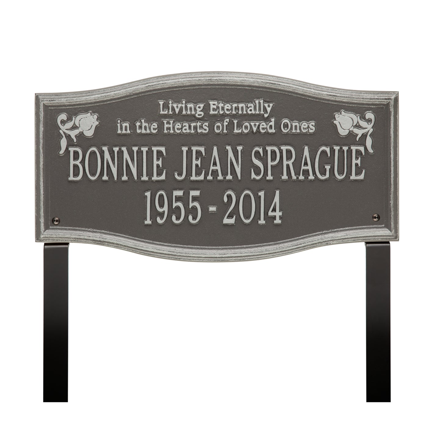 Alexandria "Living Eternally" Standard Lawn Memorial Marker - Two Lines